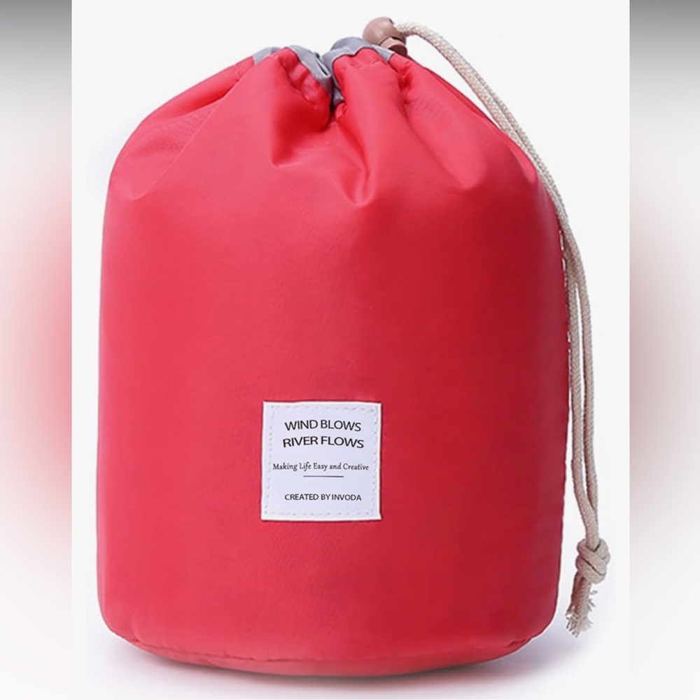Drawstring Top Bucket Makeup/Travel Pouch Bag
